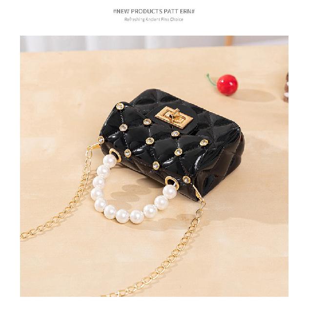Mini Small Bag New Fashion Pearl Handle Jelly Bags Diamond Nail Plaid Small Handbag