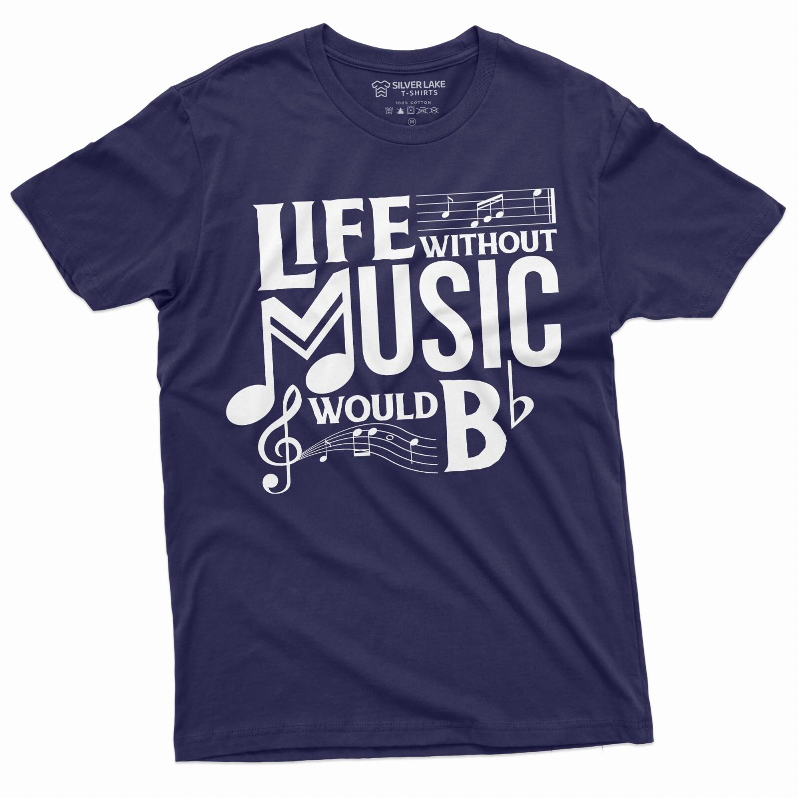 Music Shirt Life Without Music T-Shirt Mens Womens Tees Top Musician Tee Music Band Orchestra Gift T S