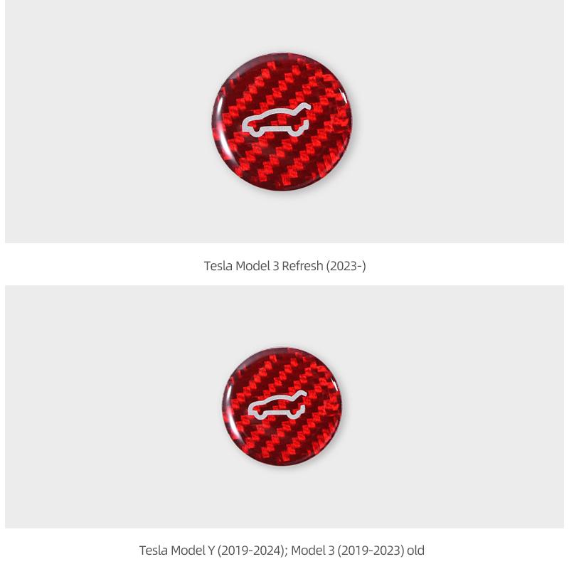 For Tesla 2019- Model 3 Highland 2026 Model Y Juniper Carbon Fiber Rear Trunk Switch Button Trim Sticker Car Interior Accessory