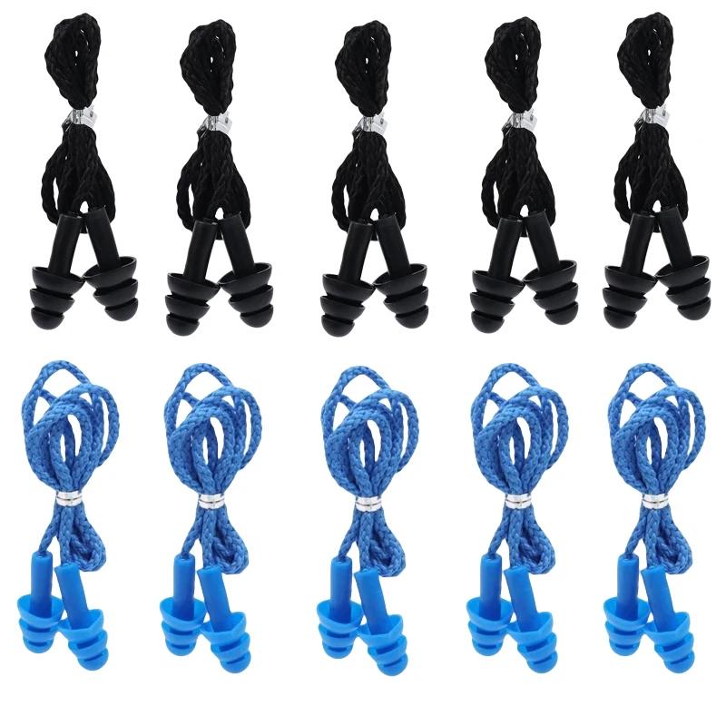 Noise Cancelling Ear Plugs Waterproof Swimming Soft Silicone Corded Earplugs Ears Protector Reusable Headwear Earplugs With Rope