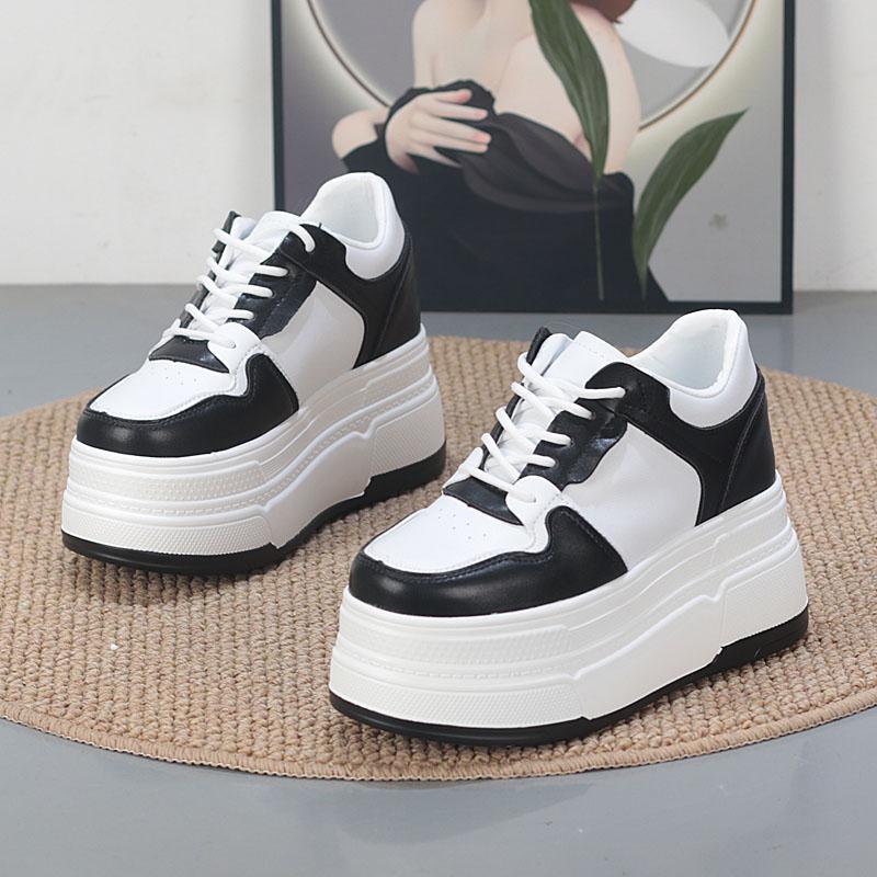 Fashion Women10CM Platform Sneakers Casual Outdoor Simple Design Skateboard Comfortable Lace Up Sneakers Running Sports Shoes Female 40
