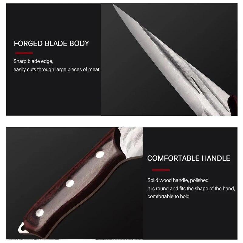 Geschmiedetes Küchen-Fleischbeil, Edelstahl, Ausbeinmesser, Metzgerbeil, Gemüse- und Obstschneidemesser, scharfes Obstmesser
