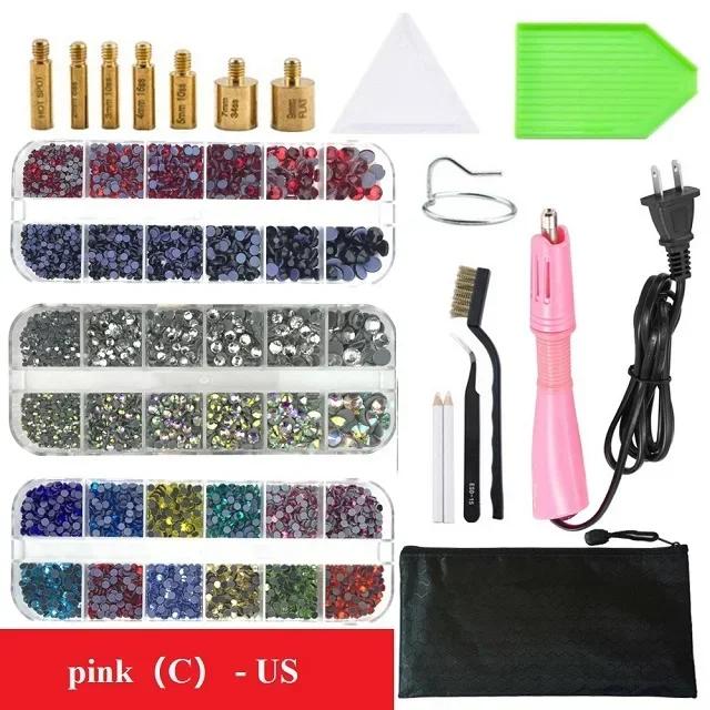 Rhinestones Applicator Kit, Bedazzler Kit with Rhinestones, Hot Fix Rhinestone Setter Tool Kit,Heat Fixed Machine Gun Set Fabric