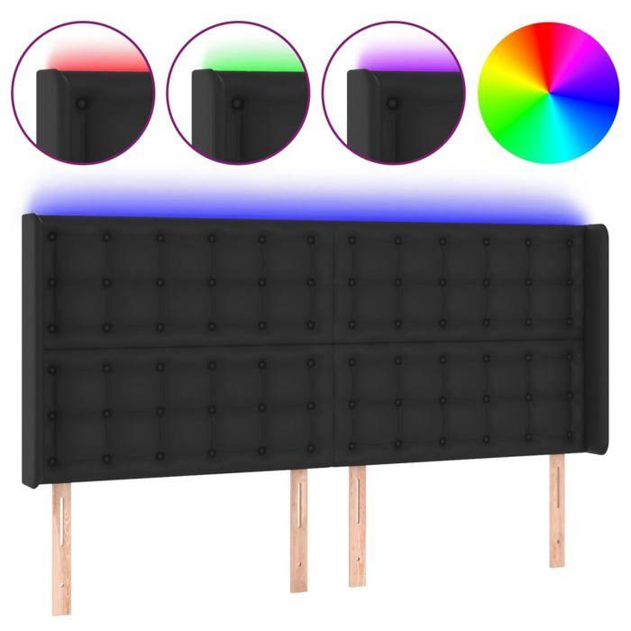 VidaXL LED Headboard Bedroom Furniture Double Bed Accessory Head of Bed Frame Interior Black 3124144