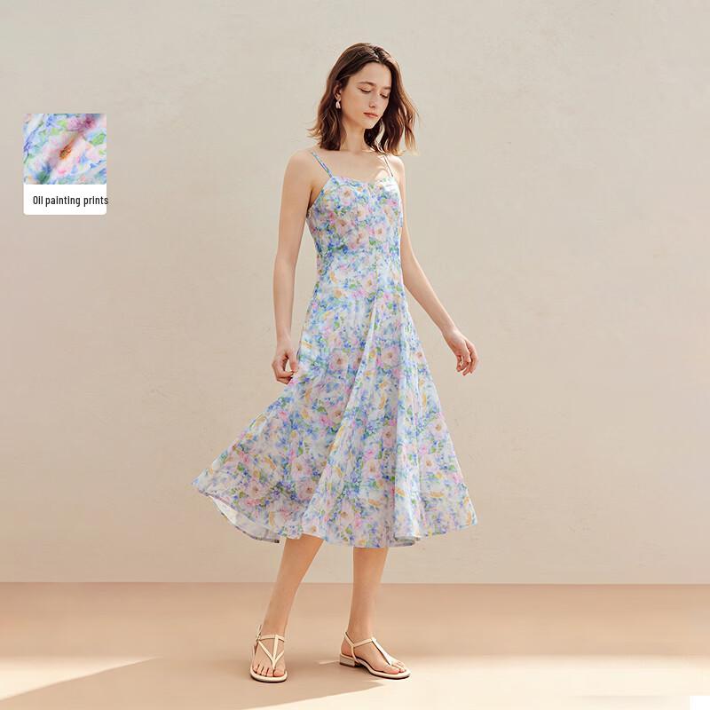 Inman Gradient Floral Spaghetti Strap Midi Dress S