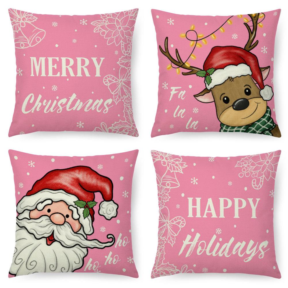 Imitation Linen Pillow Case Home Decoration Christmas Pillow Four-piece Set Living Room Sofa Cushion Cover Bedroom Pillow
