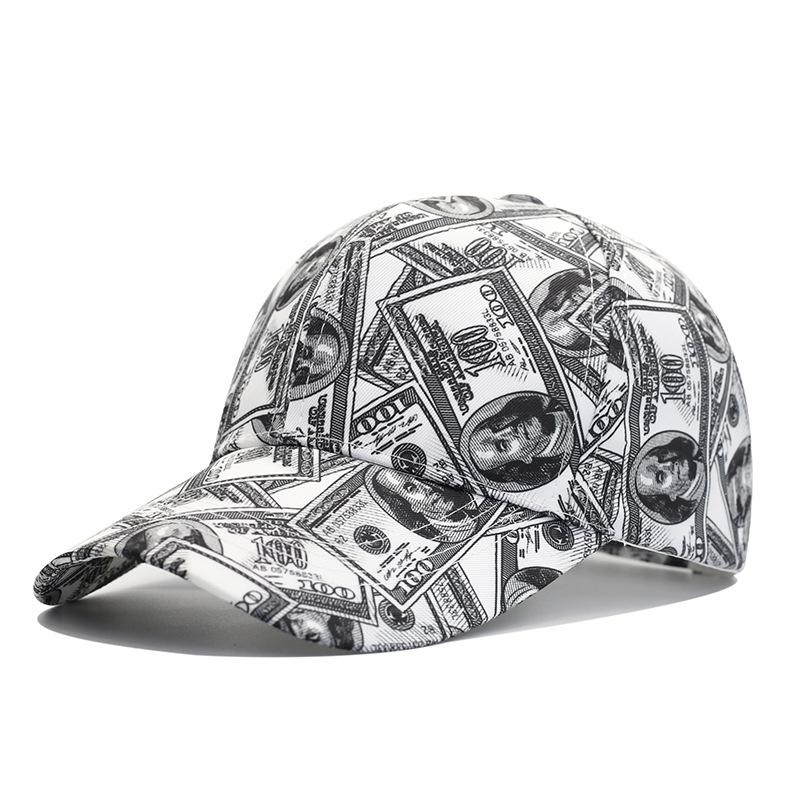 New dollar printed baseball cap men's European and American personality street sunshade cap hip hop hat
