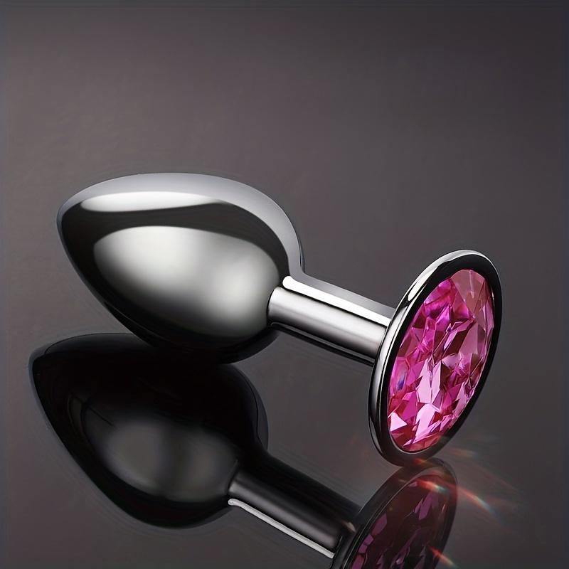 1pc Gemstone Base Stainless Steel Anal Plug - Smooth Body-Safe Metal Butt Plug for Couples Adult Pleasure Sex Toy