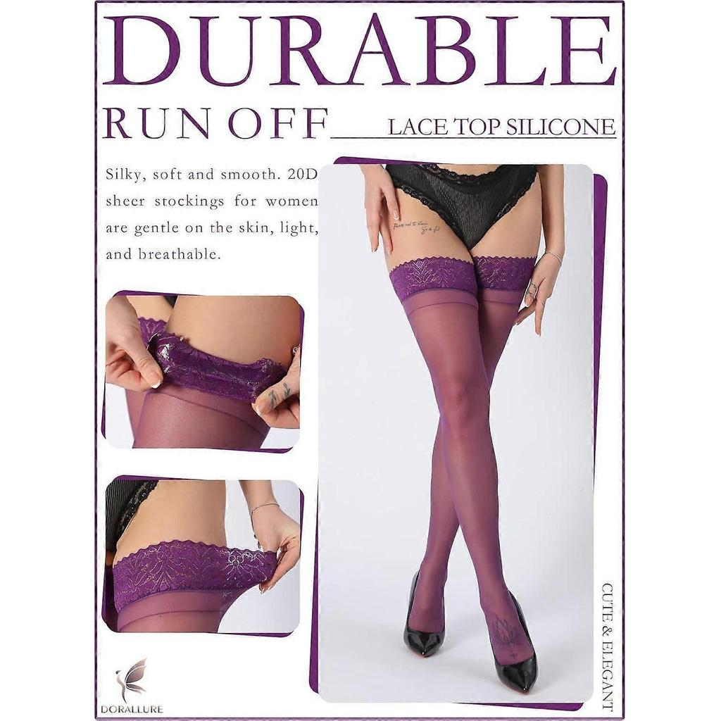 High quality brand new Thigh High Stockings Silicone Lace Top Stay Up Silky Semi Sheer Pa