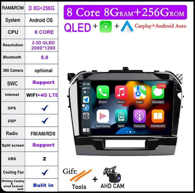 For Suzuki Vitara 4 2014 - 2018 Android 14 4G WIFI DSP CarPlay Autoradio Car Radio Multimidia Video Player Navigation GPS