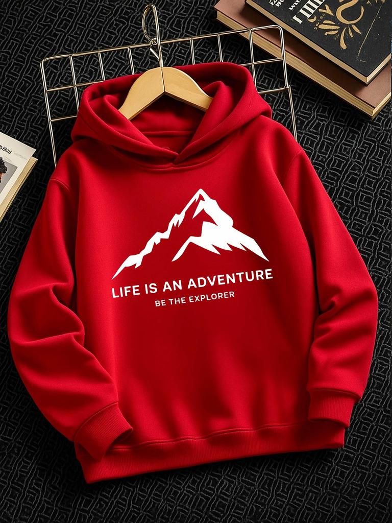 Boys' warm winter hoodie, TZ3 print - casual outdoor sports sweatshirt, regular fit, a Christmas gift for children.