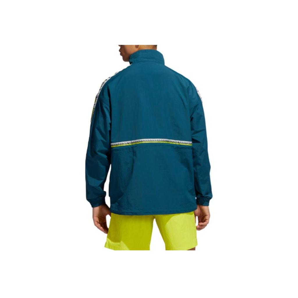 Adidas Originals Trefoil Taped Anorak Half-Zip Pullover Sports Jacket Men Outerwear Teal-Green GN3894