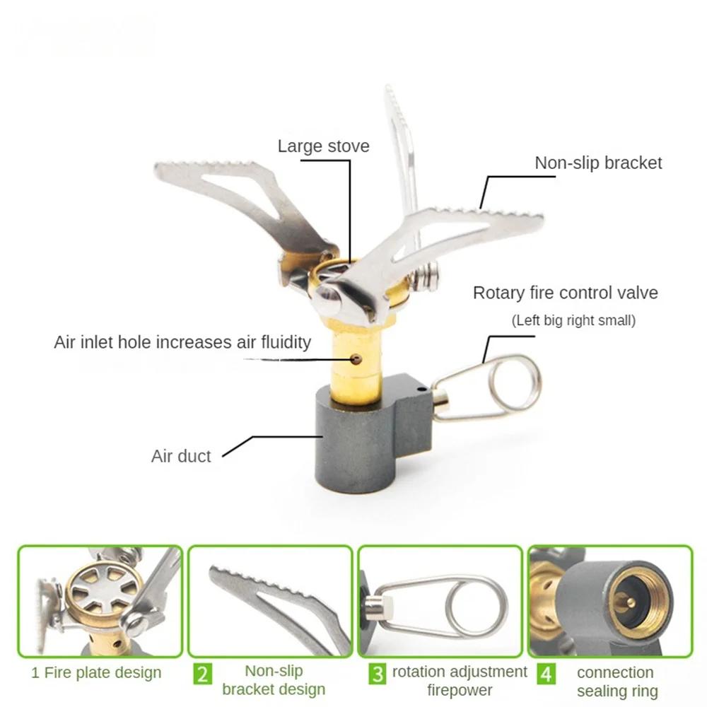 Outdoor Gas Stove Camping Burner Portable Mini Folding Stove Gas Heater Survival Furnace Foldable Furance Head for Picnic Cooker