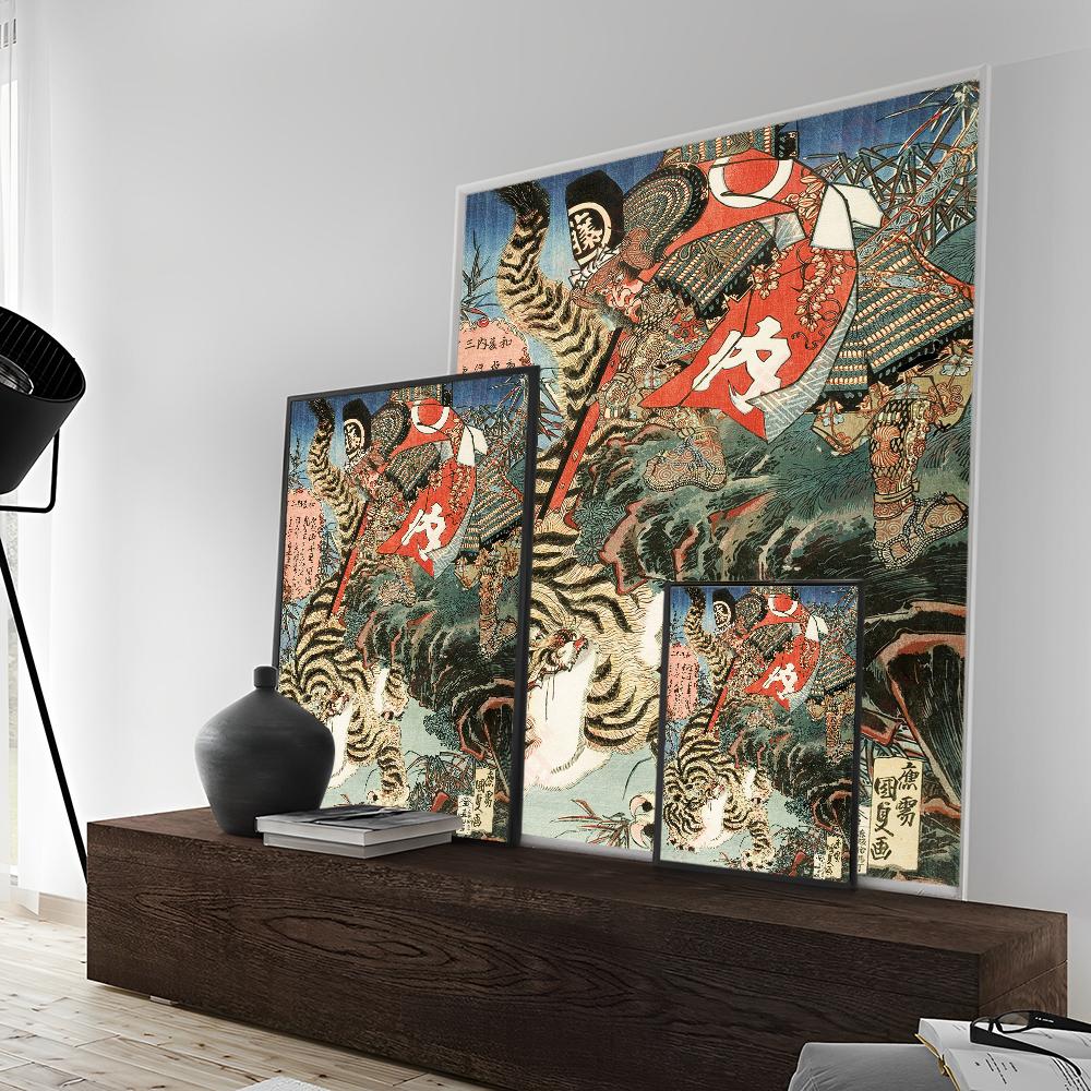 Vintage Japonské Umění Ukiyo-e DIY Samolepicí Plakát Luxusní Samolepka na Zeď pro Obývací Pokoj Bar Dekorace Zdi