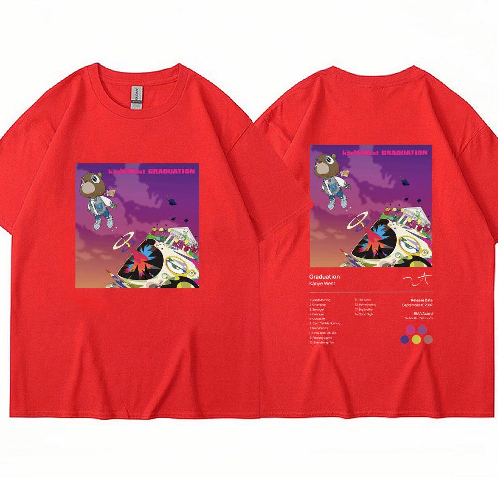 Kanye West Graduation Music Album Print T Shirt Men Women Hip Hop Cotton T-shirt Oversized Summer Fashion T Shirts Streetwear