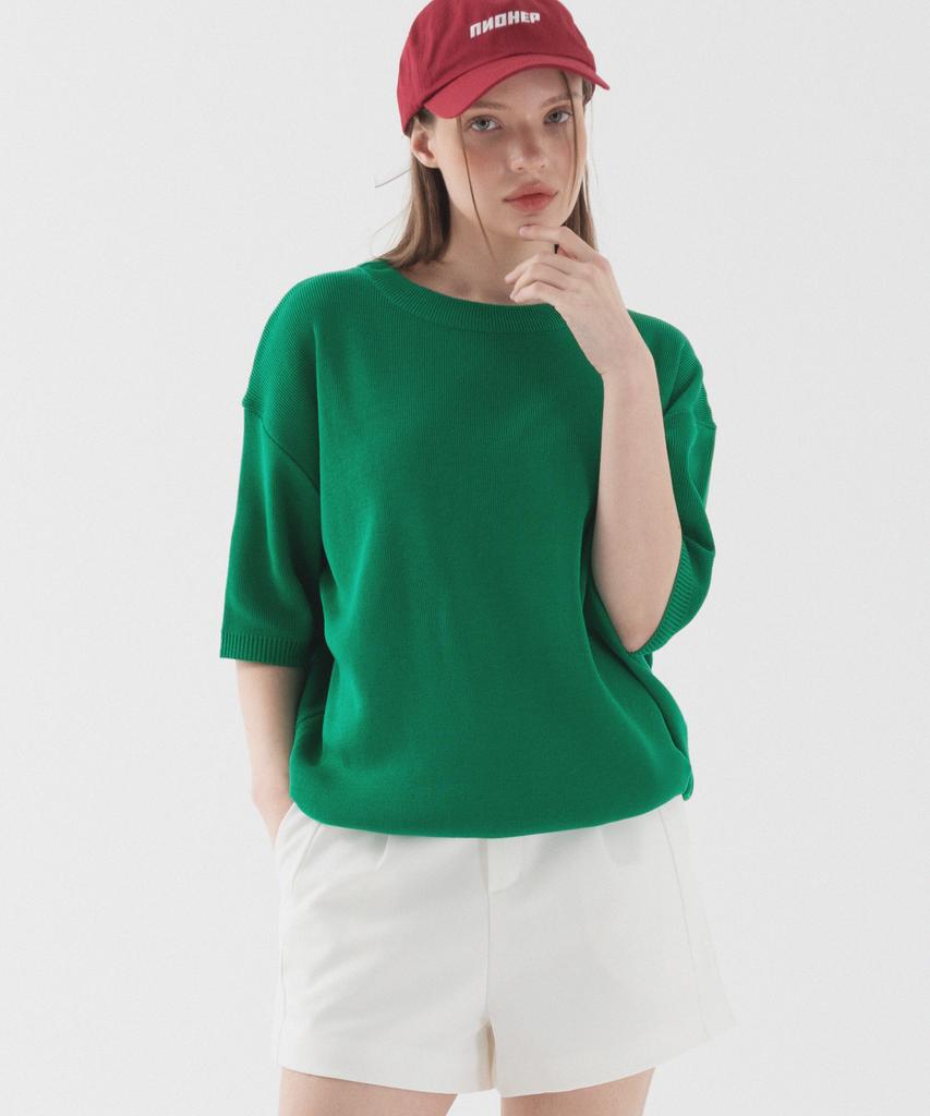PIANER Classic Round Neck Short Sleeve Knit (Green)