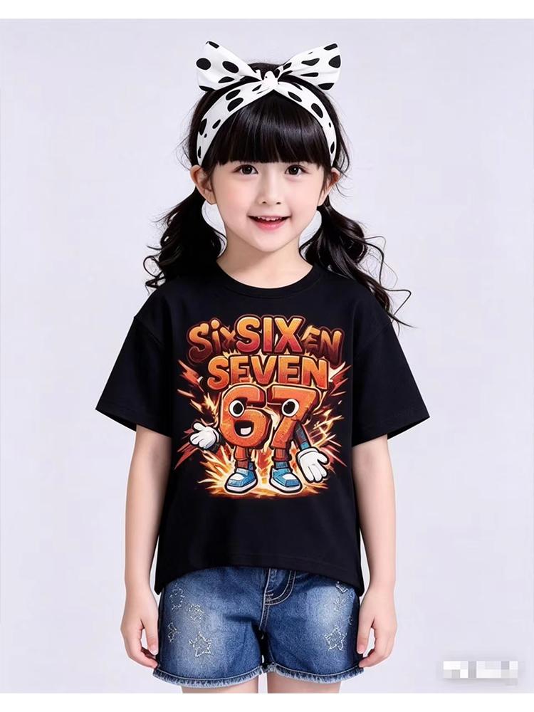 Kids 67 Themed Colorful Print TShirt Soft Cotton Fabric Breathable and Comfortable Ideal for Toddlers and Childrendf0207