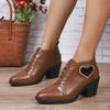 Fashionable New Style Comfortable High Heels Work Boots For Women Winter Elegant Round Toe Sexy Square Heel Casual Short Boots