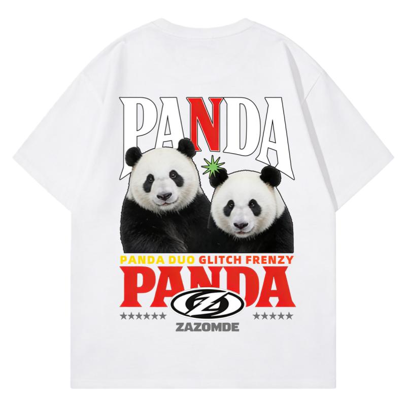 ZAZOMDE Street Fashion Unisex Oversized T Shirt Panda Graphic Design With Print Comfortable Loose Fit Cotton Tee For Unisex Unisex