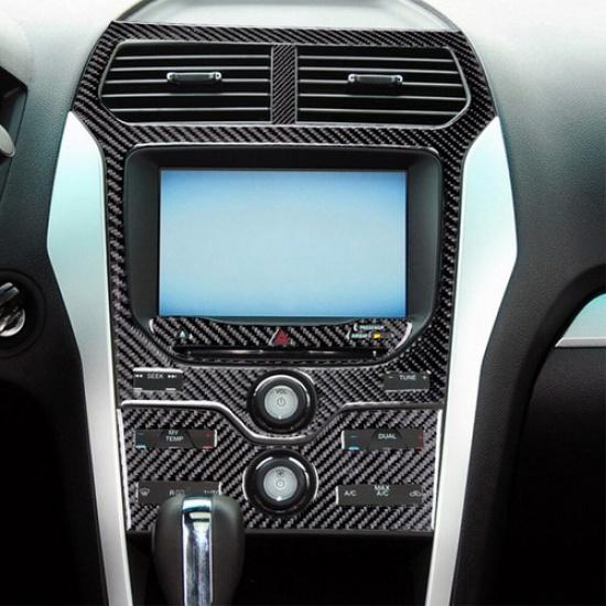 4Pcs For 2011-14 Ford Explorer Carbon Fiber Interior Central Console Cover Trim