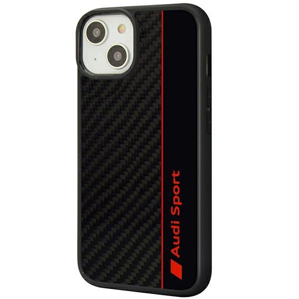 Audi Carbonfaser Streifen iPhone 14 / 15 / 13 6.1 Schwarz/Black Hardcase Aus-Tpupcip14-R8/D1-Bk