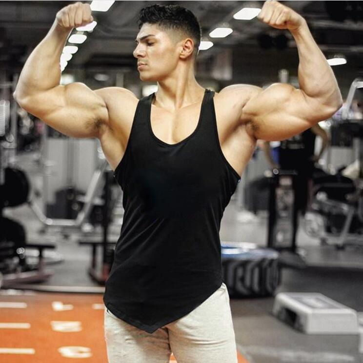 Men's Deep Cut Fitness Tank Top - Solid Color Summer Training Base Layer