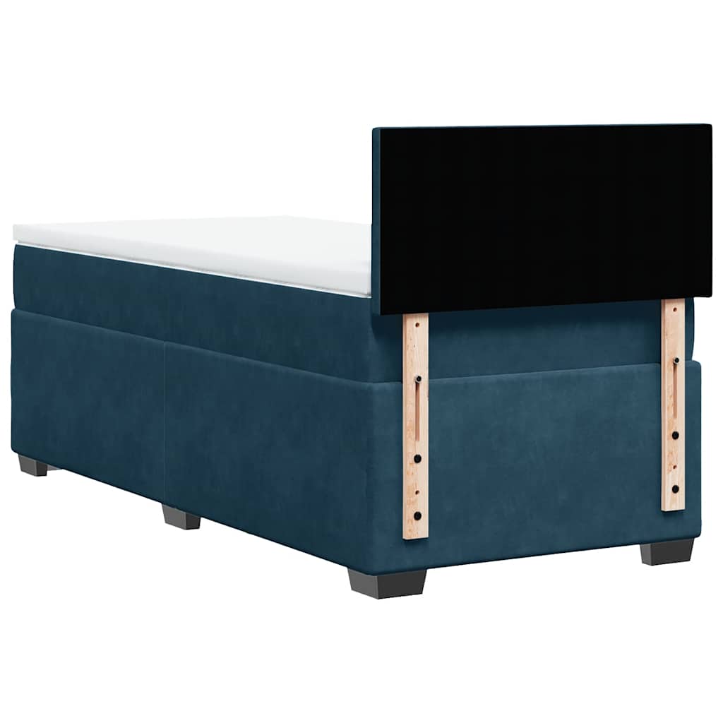 Box Spring Bed with Mattress Blue 100x200 cm Velvet
