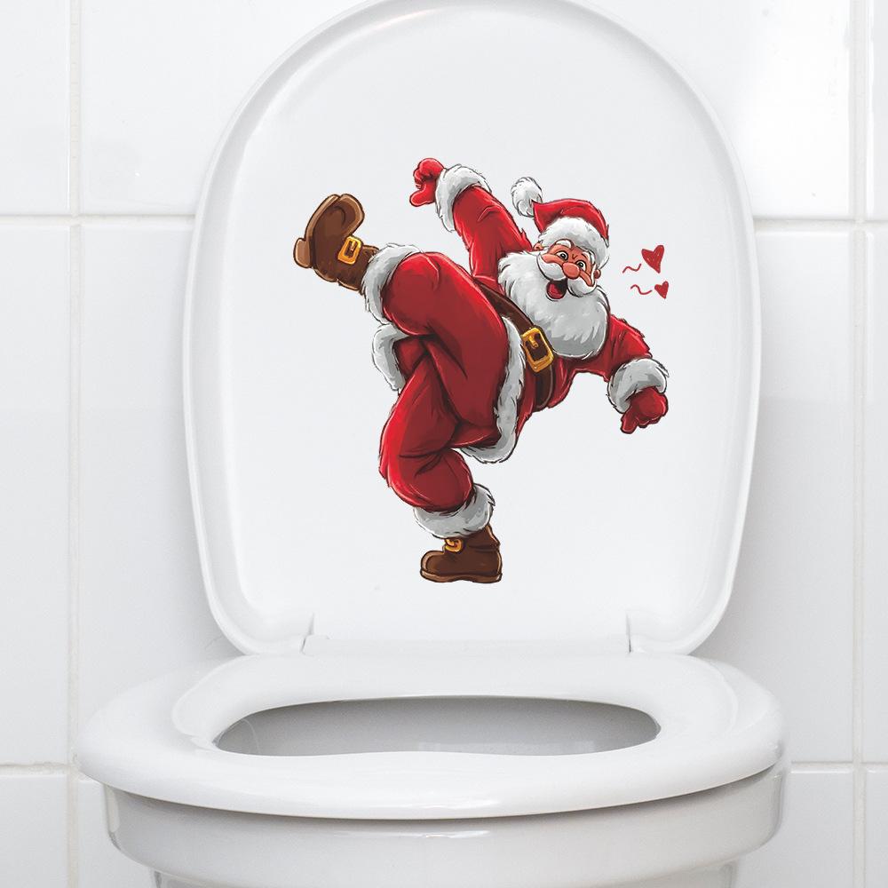 Creative and Funny Santa Claus Bathroom Toilet Home Beautification Wall Stickers