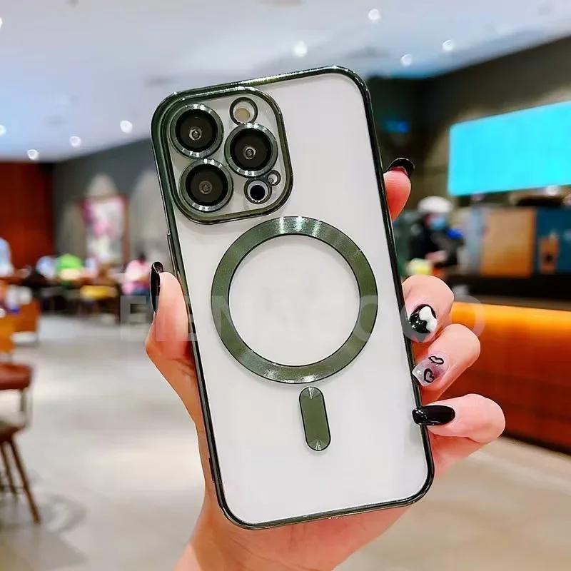 Full Protection Magnetic Wireless Charge Case For  For For Iphone 17 16 15 14 13 12 Pro Max Case With Camera Lens Protector
