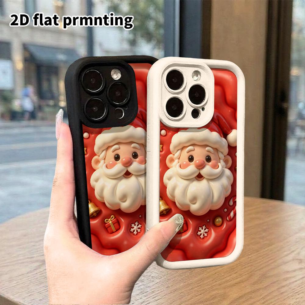 Phone Case: 2D Flat Design Suitable for iPhone 18 17 16 15 14 13 Pro Protective Case, Santa Claus Head, Perfect Christmas and Halloween Holiday Gift