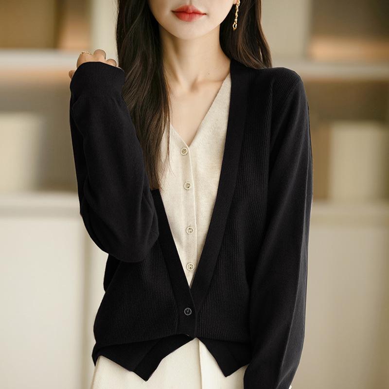 Women S Long Sleeve V Neck Knit Cardigan Casual Outerwear