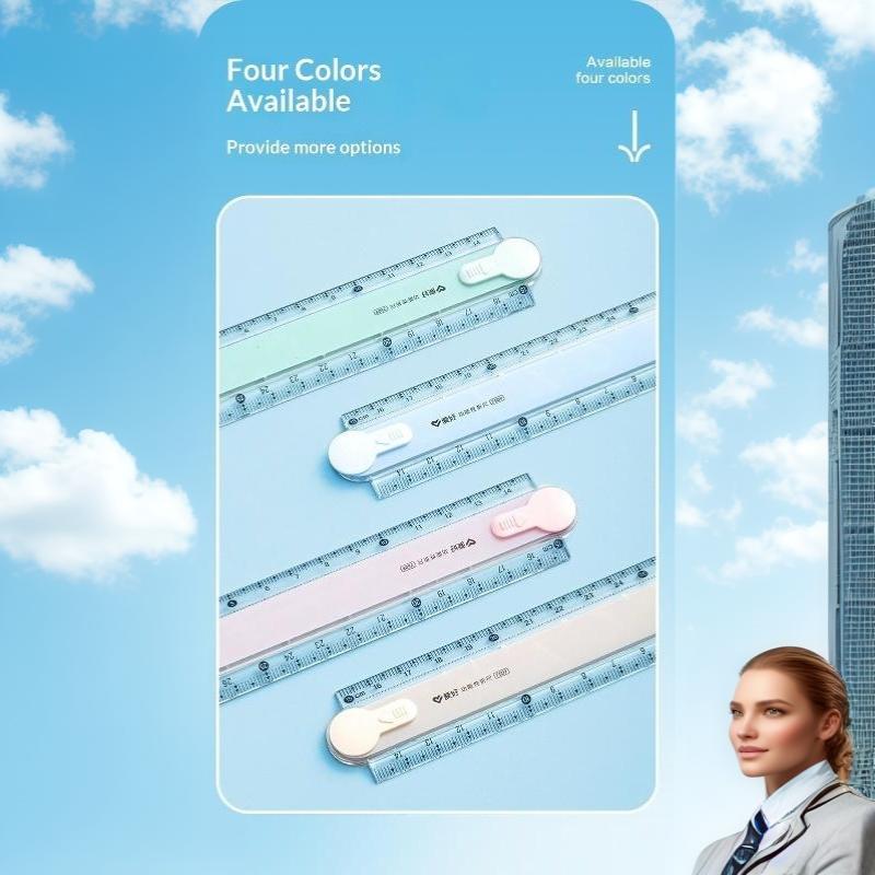 1Pcs Multifunctional Folding Ruler, 4 Colors Available, Clear Scale, Portable For Geometry Drawing & Measuring At School Home