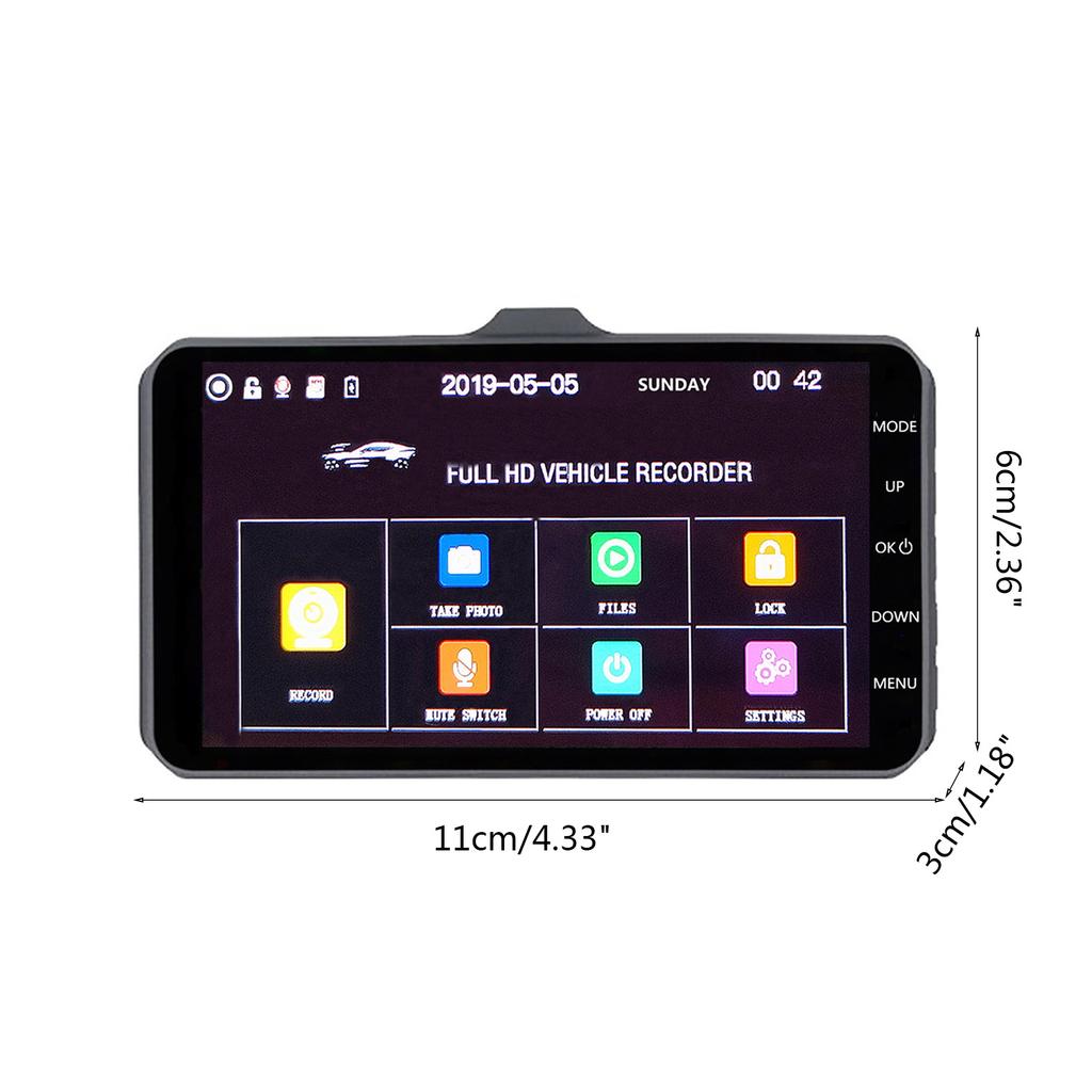 1080P Voice Control Car Rearview Video Dash Cam Recorder Camera 4 In IPS Parking Monitor Loop-Recording Motion Detection