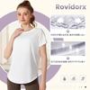 [Rovidorx] yoga wear tops pilates wear back open short sleeve t-shirt ladies sports Relaxing hot yoga sportswear gym wear fitness wear training