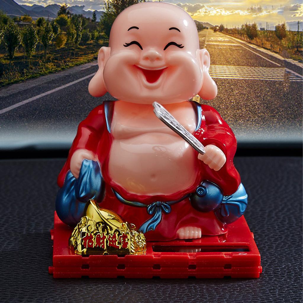 Solar Buddha Figurine Maitreya Auto Hand Shaking Solar Powered   ABS Buddha Statue for Home Car
