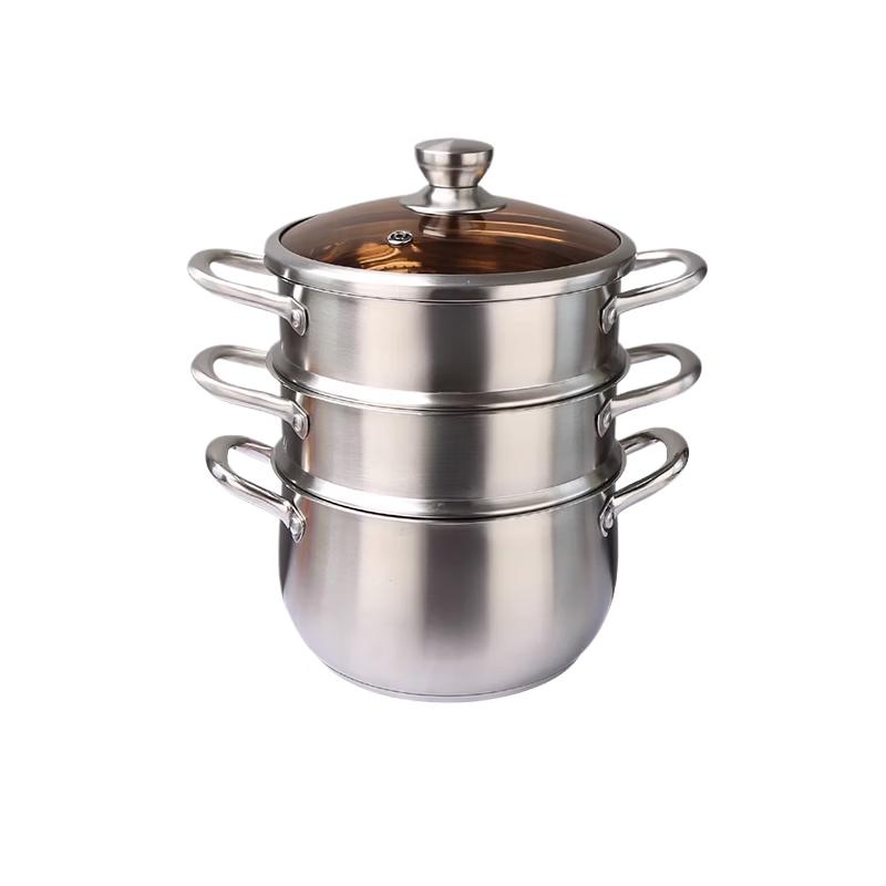 Sule 30CM 304 Stainless Steel Soup Pot with Double Steamers