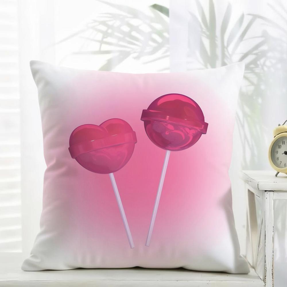 Art Sweet Sweet Pink Candy Cushion Cover Daily Washable Linen Pillowcase Soft For Sofa Bed Home Room Decor