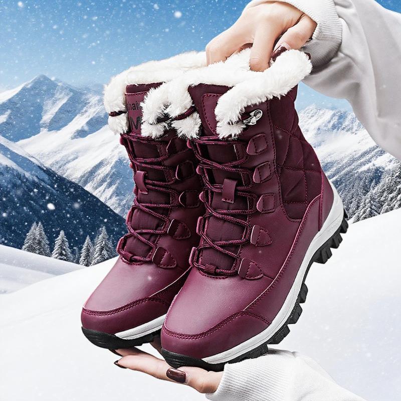 New Winter Snow Boots Thickened Warm Outdoor Mountaineering Shoes Women Cotton Snow Boots Waterproof High Top Cotton Shoes