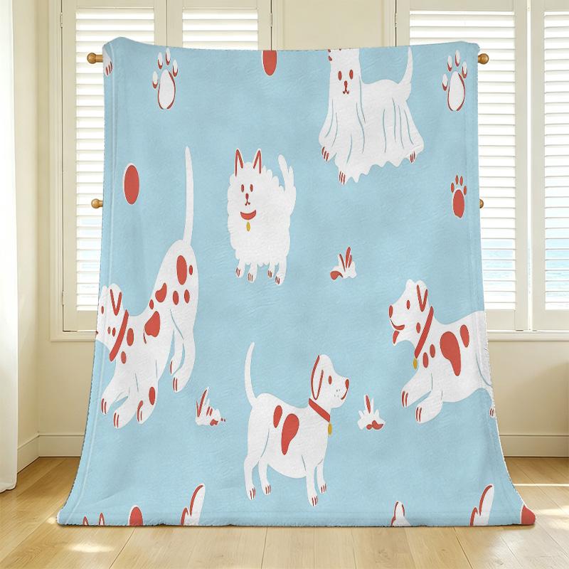 Dog Print Flannel Blanket, Non-Shedding Soft Cozy Warm Breathable Throw - Ideal for Couch, Bed, Nap & Holiday Use