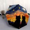 1pc Night Cats Automatic Open 8-Rib Windproof Umbrella, Travel & Commuting, Suitable for All Seasons