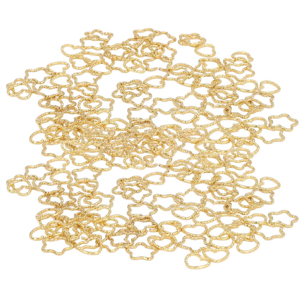100pcs Colorful Star Love Shape Braids Ring Clips Cute Metal Braid Hair Ring Accessories for Party Daily Events Golden
