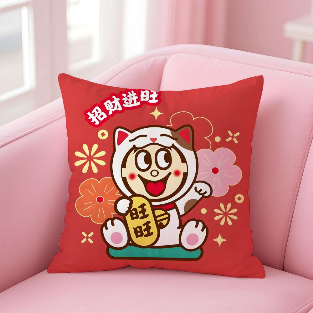 cartoon W-Wangzai Cushion Cover Home & Car Multi-Scene Pillow Cover - Reversible, Soft & Durable for Daily Use