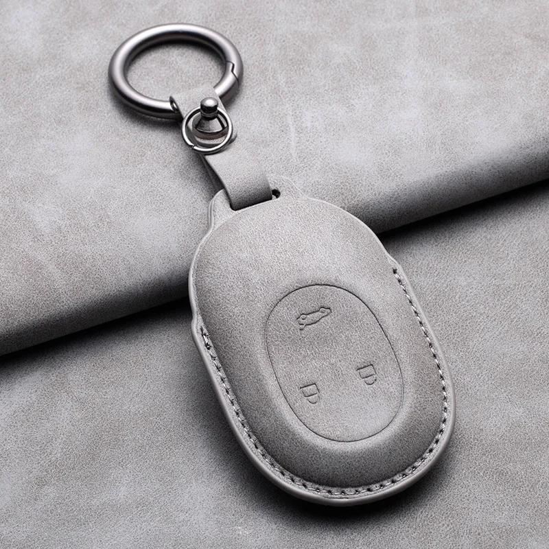 For Nio Et7 Et5 For Weilai Nio Ec6 Et7 Es6 Es8 Leather Car Remote Key Case Cover Protector Keychain