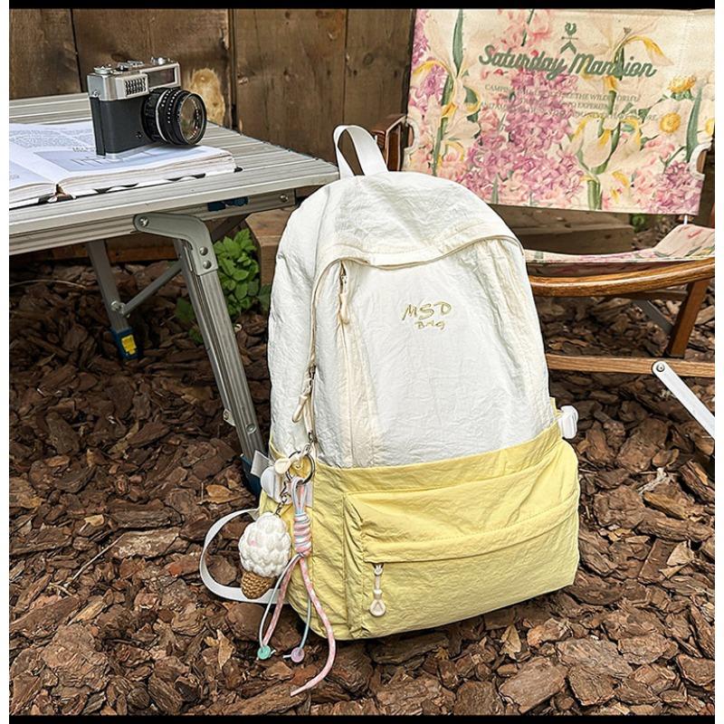 Female Solid Color Light High School Students' New Simple Backpack Ins Mori Girl Treasure Backpack