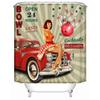 Car Travel Through America Retro Trip Sexy Girl Shower Curtain Set Route 66 Bathroom Fabric Curtains For Bathtub Decor With Hook