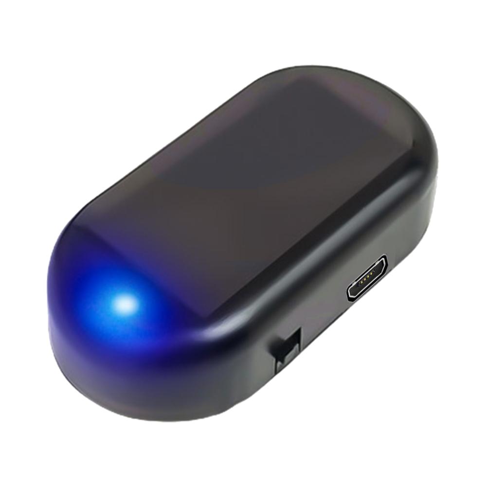 Solar Powered Car Fake Security Light Blue/Red Light LED Flashing Light Simulated Car LED Warning Light Anti-Theft Caution Lamp