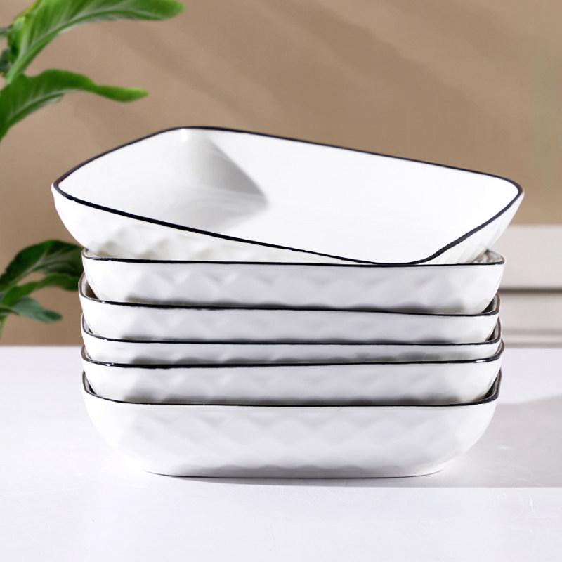 Nordic Style Creative 6-Piece Square Ceramic Plates - Microwave Safe Dinnerware Set