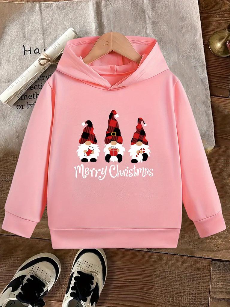 Autumn/Winter New Arrival Boys & Girls Christmas Casual Hooded Pullover - Regular FitFestive Dwarf PrintChildren'sChristmas Gift