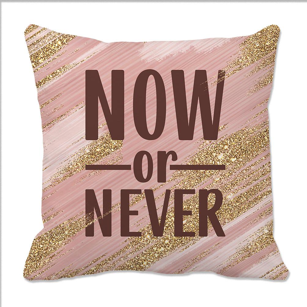 

Мраморный узор Золотая пудра Стиль Инс Подушка Вдохновляющее настроение Английское короткое предложение Плюшевая наволочка Украшение для дивана Спинка 45Cm