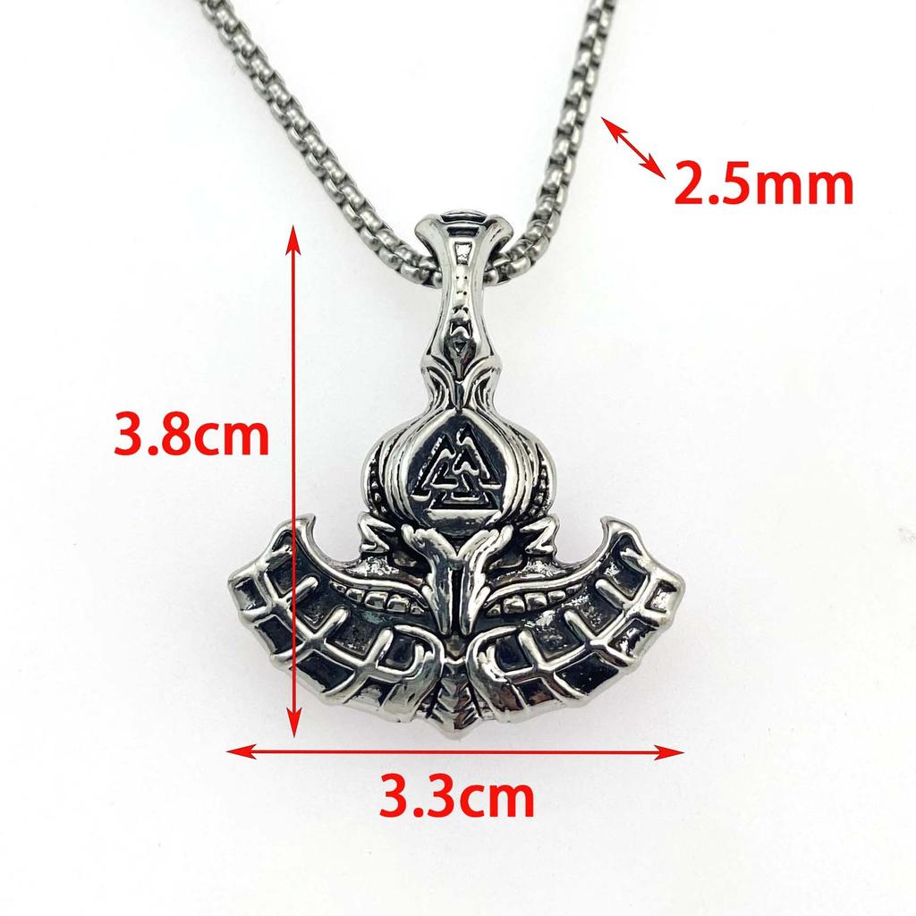 Necklace Nordic Style Viking Odin Battle Ax Triangle Rune Pendant